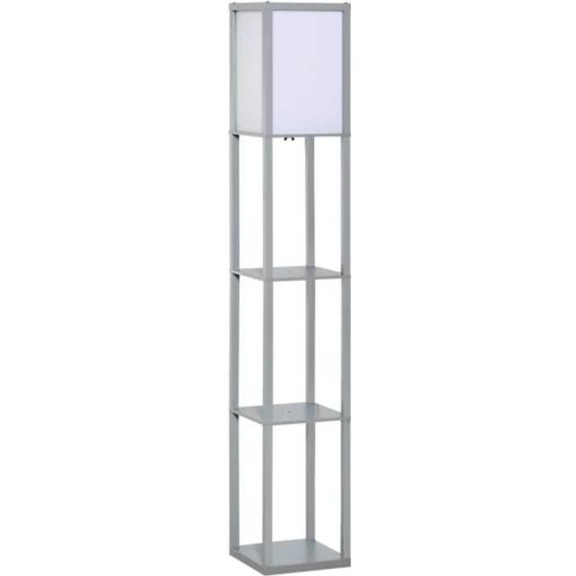 HOMCOM Floor Lamp Reading Lamp With 3 Tier Storage Shelf Grey, Grey