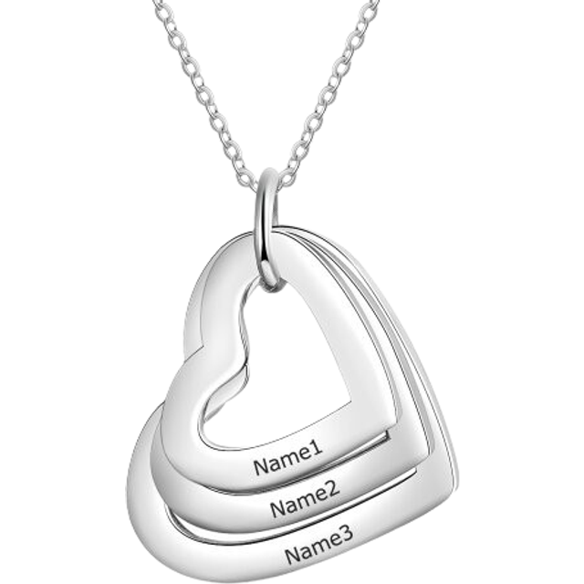 JewelOra Personalized Family Necklace with 2-4 Names Stainless Steel Heart Engraved Necklace for Mother Pendants Jewelry