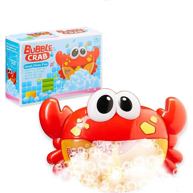 Relaxdays 10027901 Bathtime Crab Toy with Music, for Kids, Toddlers, Bath Soap Bubbles, Foam Machine, 3 Years, Plastic, Red