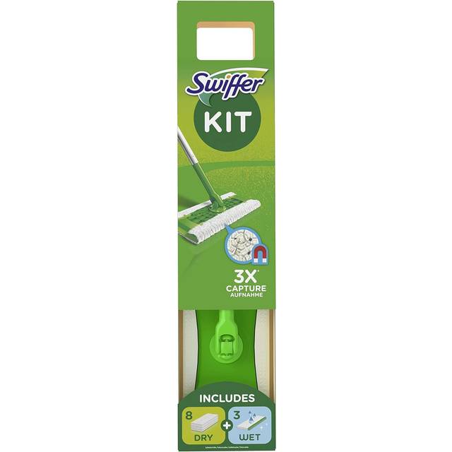 Swiffer Bodenwischer Starterkit, Bodenwischer trockene + feuchte Bodentücher, schnelle & einfache Bodenreinigung