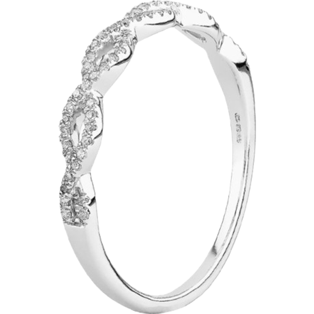 9ct White Gold 0.15ct Diamond Pave Open Wave Ring THR23187-15 M - Silver