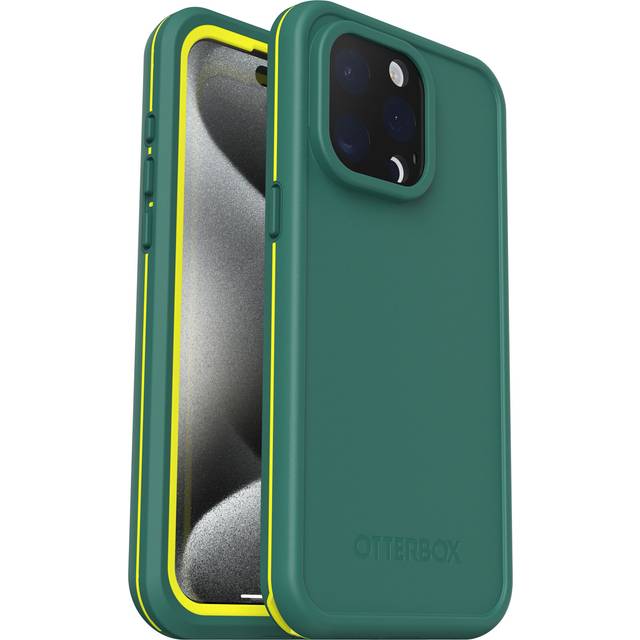 OtterBox Fre skal för iPhone 15 Pro Max för MagSafe, vattentätt (IP68), stöttåligt, smutssäkert, tunt och smidigt med inbyggt skärmskydd,tillverkat med hållbarhet, testad till militärstandard x5, Grön