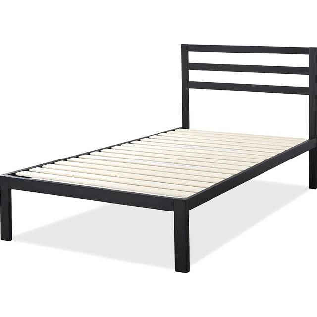 Zinus Mia Single Bed frame - Bed 90x190 cm - 36 cm Height with Underbed storage - Metal Platform Bed frame with Headboard - Black