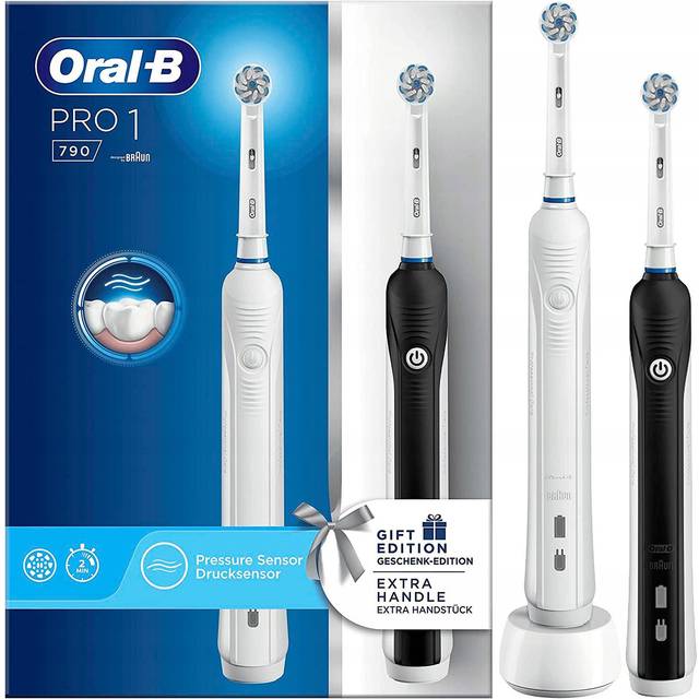 Oral B Pro 1 790 Vit/Svart DUO 2 st. Elektriska tandborstar