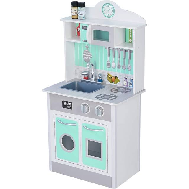 Teamson Kids Little Chef Madrid Classic Interactive Wooden Play Kitchen, White - Grey (84.5cm H)