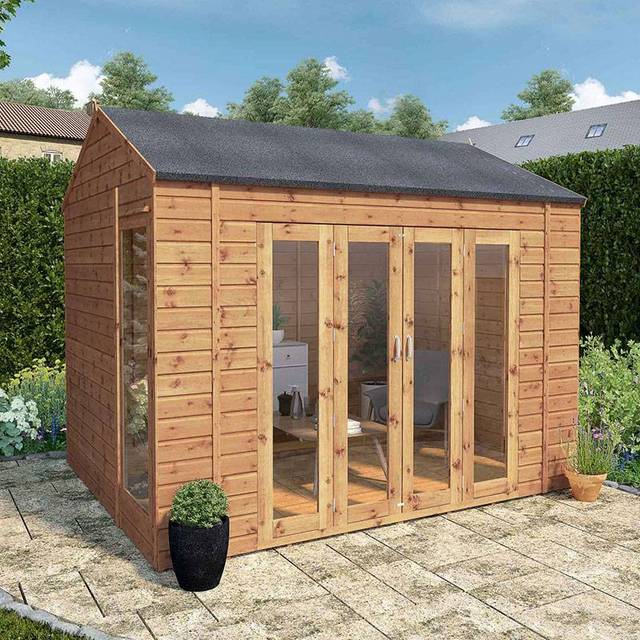 Mercia Vermont Large Summerhouse including Double Bi-Fold Doors - 10 x 8ft - Natural