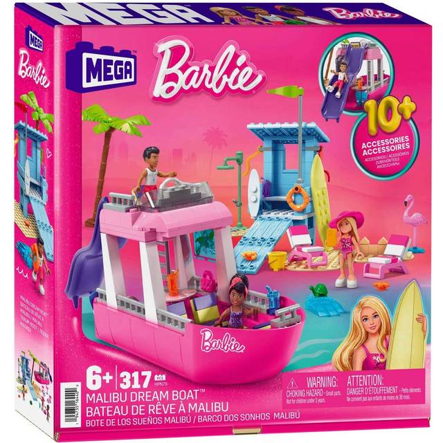 MEGA Barbie Dream Boat, building toy for boys and girls + 6 years, includes 317 blocks, 3 dolls and accessories, HPN79