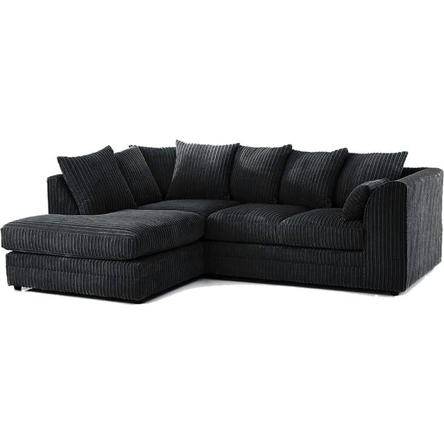 Luxor Jumbo Cord 4 Seater Corner sofa Left Hand Facing - Black - One Size