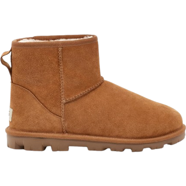 UGG® Essential Mini Boot for Women in Brown, Size 6, Suede/Polyester/Wool - Chestnut