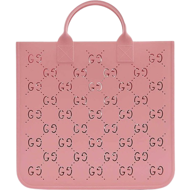 Gucci Girls Pink Gg Rubber Tote Bag (33Cm) - One Size