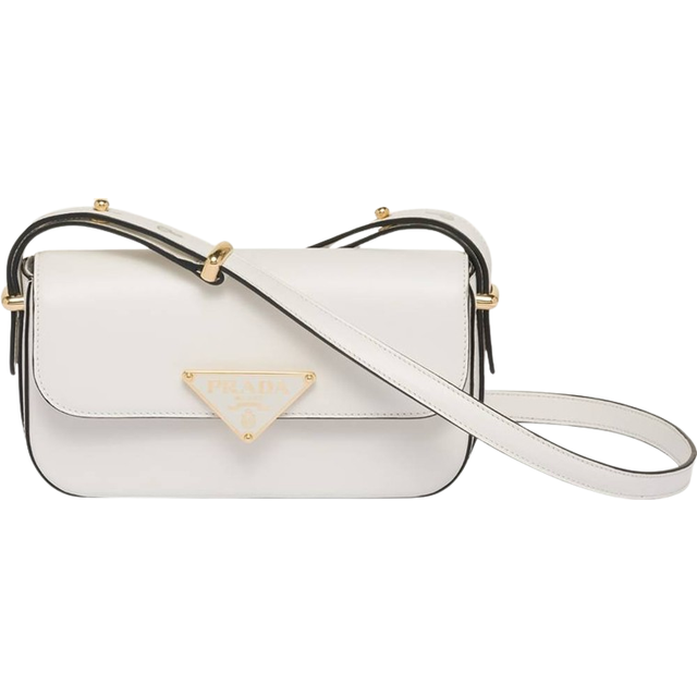 Prada Womens White Logo-plaque Leather Cross-body Bag 1 Size - WHITE