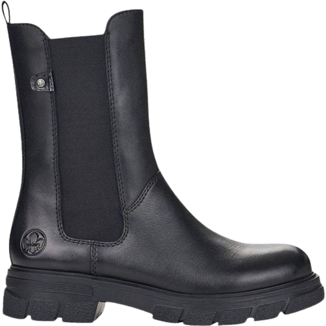 Rieker - Svarta höga chelseaboots i skinn storlek 40 - Black (40)