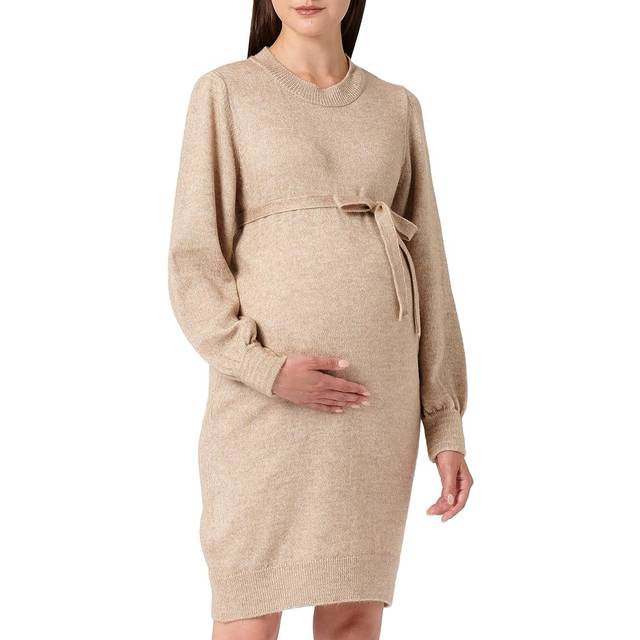 MAMALICIOUS Kvinnors MLNEWANNE L/S ABK Knit A. NOOS klänning, naturlig melange, M, Naturlig blandning, M