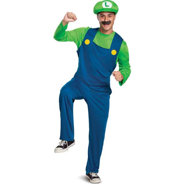 Classic Luigi Super Mario Adult Costume - Green&#47;Blue&#47;Yellow (M)