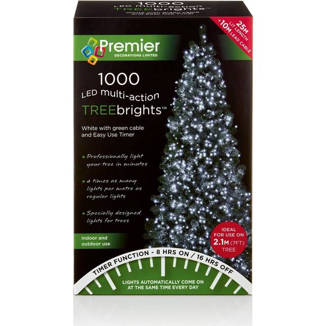 1000 LED (25m) Premier TreeBrights Christmas Lights with TIMER in Cool White