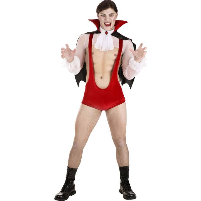 Sexy Vampire Singlet Men's Costume | Sexy Men's Costumes - Black&#47;Red&#47;White (XL)
