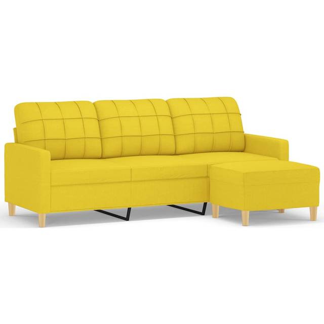 3-sitssoffa med fotpall Ljusgul 180 cm tyg