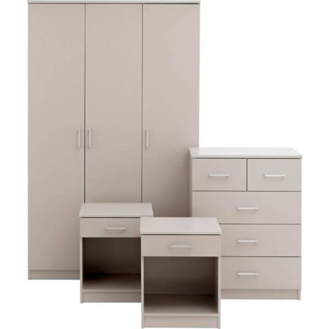Panama 4 Piece Bedroom Furniture Set Light Grey, Grey