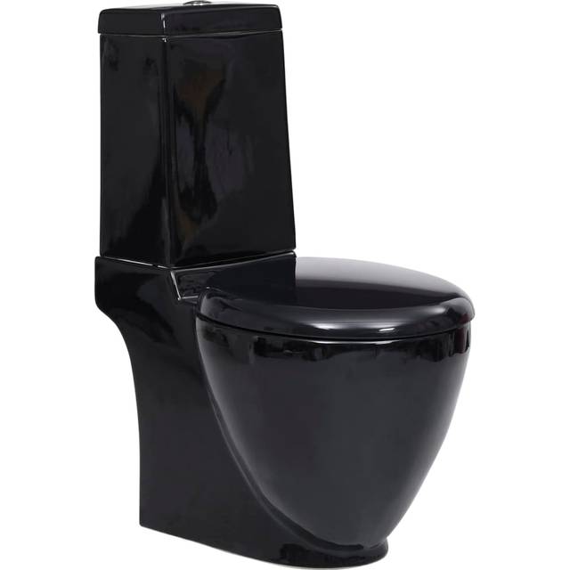 Vidaxl Ceramic Toilet Back Water Flow Black