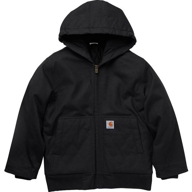 Carhartt Boys' Flannel-Lined Hooded Canvas Insulated Zip-Up Jacket  Ca