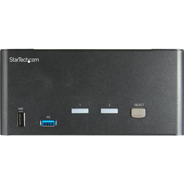 StarTech.com 2 Port Triple Monitor DisplayPort KVM Switch - 4K 60Hz UHD HDR - Desktop DP 1.2 KVM with 2 Port USB 3.0 Hub (5Gbps) & 4x USB 2.0 HID Ports Audio - Hotkey Switching - TAA