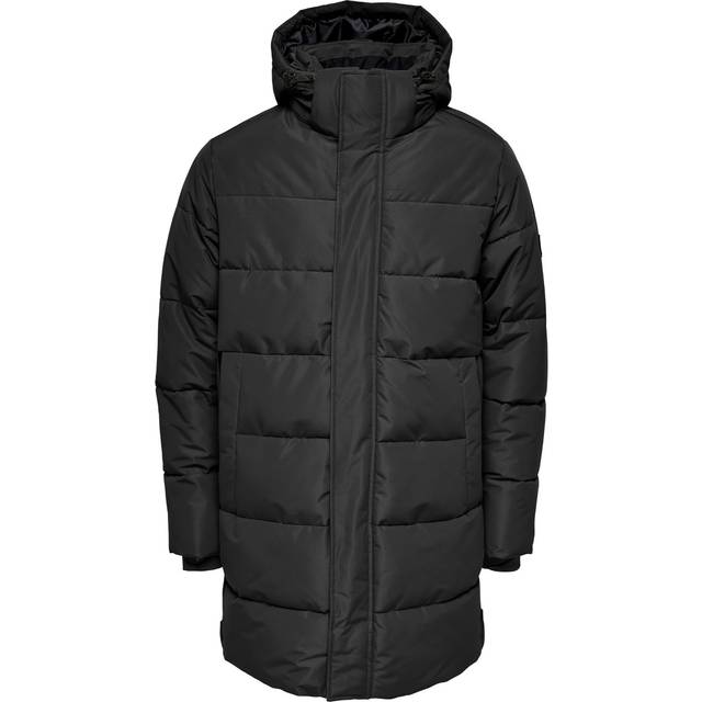 ONLY & SONS Onscarl Long Quilted Coat Otw |Svart |M