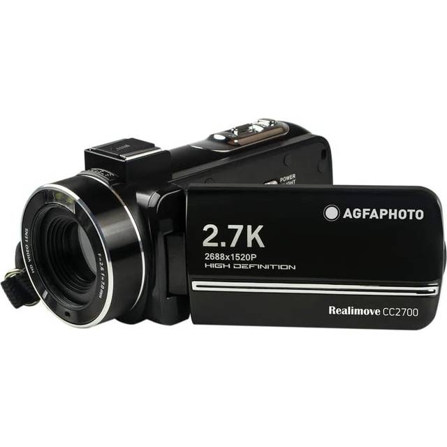 AgfaPhoto Realimove CC2700 videokamera – 2,7K-video, 24MP foton, 3,0-tums IPS-pekskärm, 18 x digitalzoom, LED-ljus, fjärrkontroll, 2 x litiumbatteri