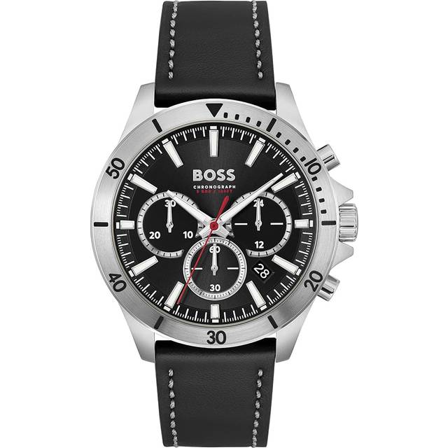 Boss Watches Men&apos;s Black Leather Troper Watch