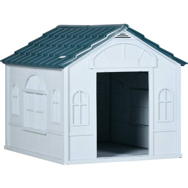 PawHut Weather-Resistant Dog House, Puppy Shelter for Medium Dogs - Blue