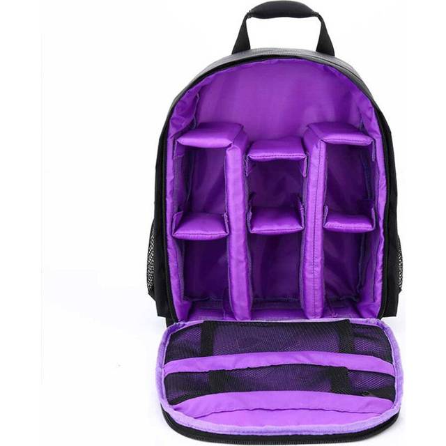 (Purple) Multi-functional Small DSLR Digital Camera Video Backpack Bag Waterproof Outdoor