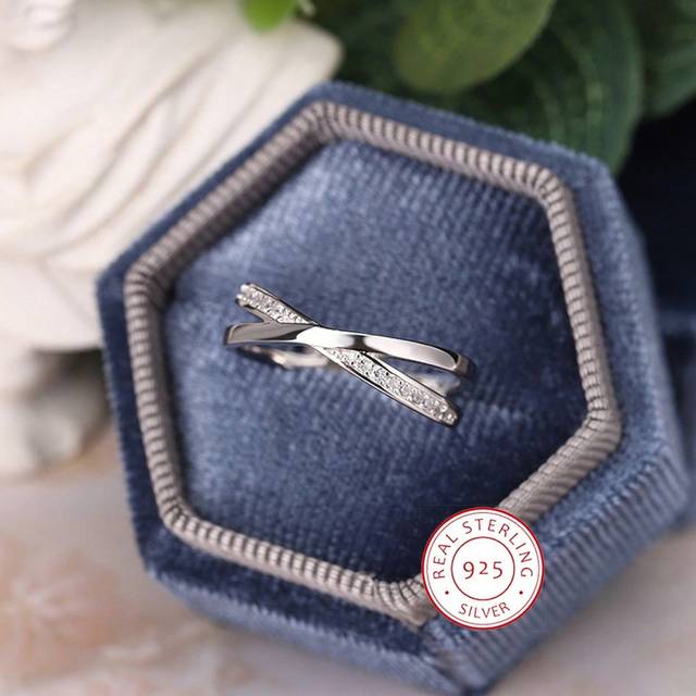 SHEIN Women&#39;s S925 Sterling Silver Interlocking Love Design Ring With Boutique & High-End Style