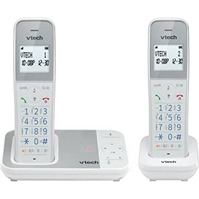 XS1051 2-Handset DECT Cordless Phone. AntiBacterial Plastic with Call Block, Answering Machine, Caller ID/Call Waiting, Volume Booster, Handsfree,