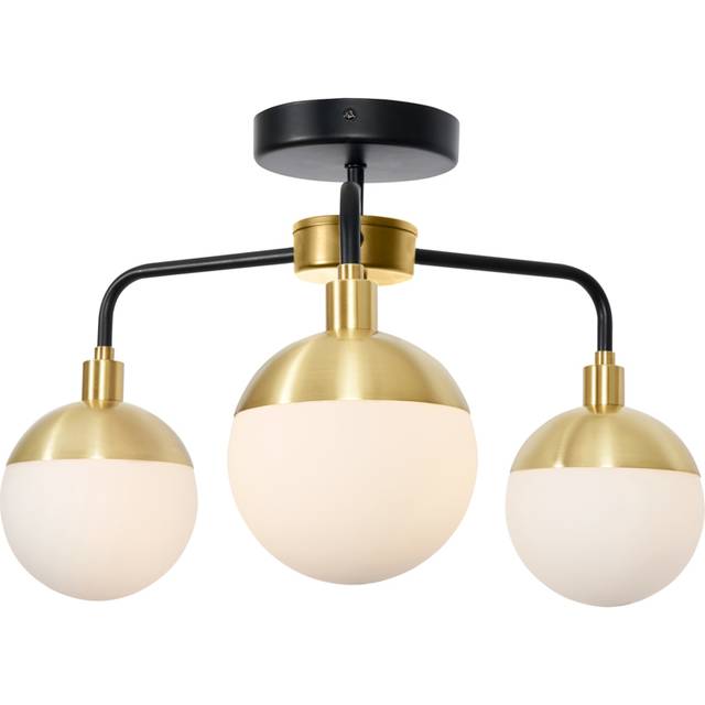 Spa Lille 3Lt Bathroom Ceiling Light Ip44 Blk/Sbrs/Opl