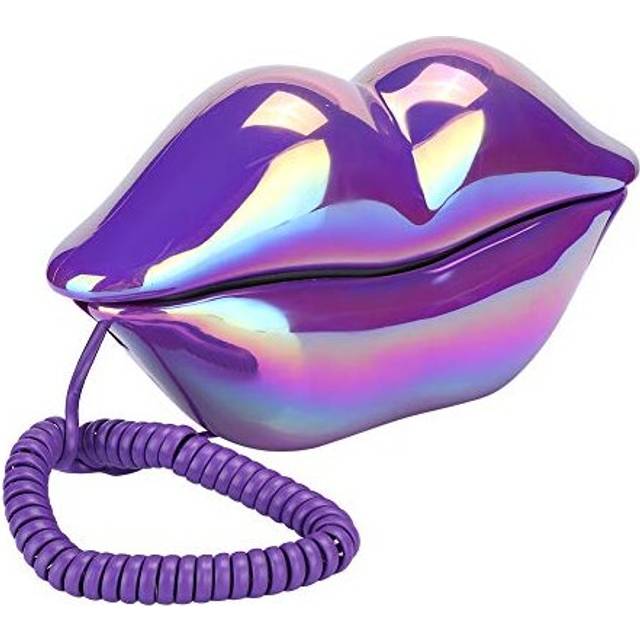 Creative Purple Lips Telephone Electroplate Desktop Landline Phone for Home Office