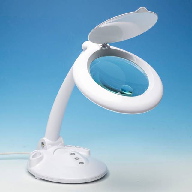 Lightcraft LED Magnifier Table Lamp with Organiser Base, White
