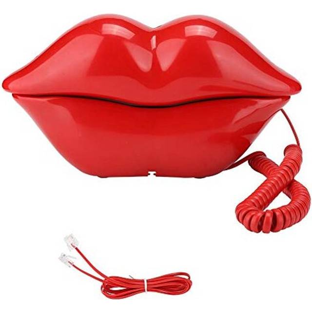 Landline Telephone, WX-3016 Mouth's Lips Shape Home Office Desktop Corded Fixed Telephone (red)