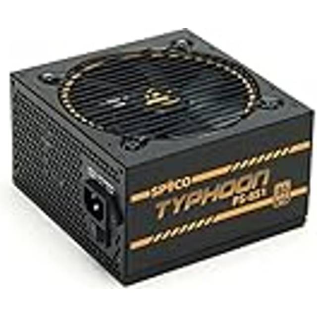 SPYCO Typhoon PS-851, Gaming PSU 850W, 80 PLUS Gold, fullständigt modulär, 12V Single-Rail, DC-DC krets, ATX nätaggregat, Super Silent fläkt, kondensatorer 105 °C, platta kablar, 5 års garanti