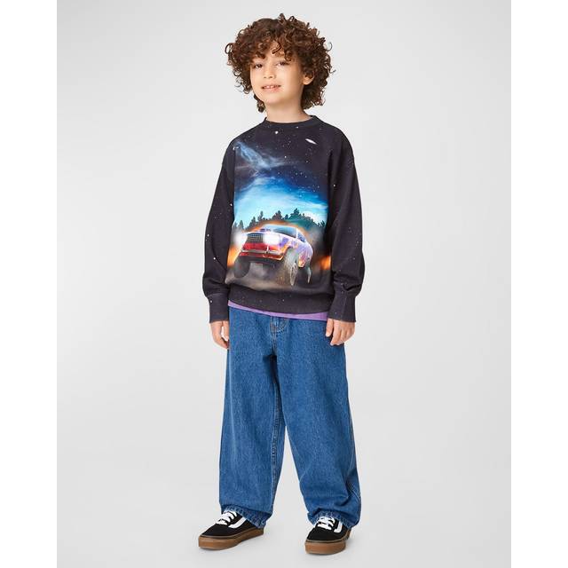 Flame Car Print Sweatshirt in Black