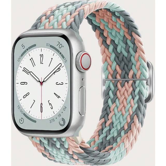 SHEIN Braided Stretchy Solo Loop Compatible With Apple Watch Band Ultra 49mm 45mm 44mm 46mm 42mm 41mm 40mm 38mm Men Women, Soft Nylon Elastic Braided Wristb