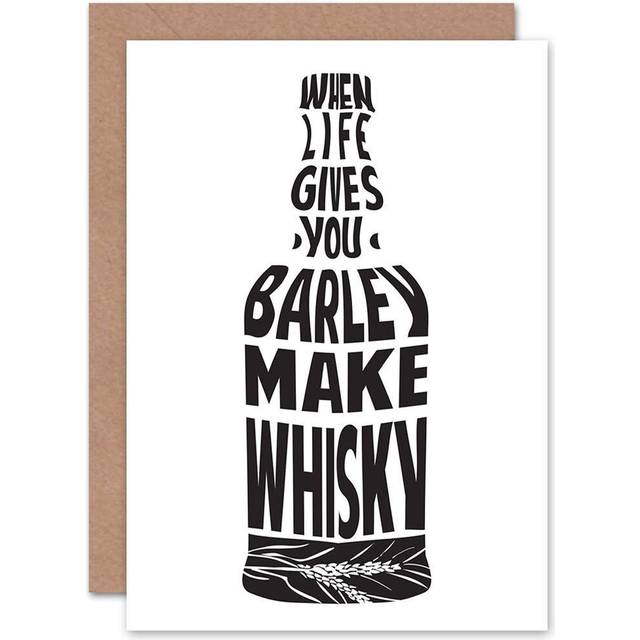 Whisky Lover Birthday Gift Graphic Art Bottle Blank Greeting Card With Envelope