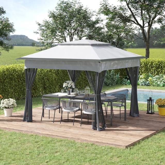 Outsunny 2m Parasol Patio Umbrella - Black
