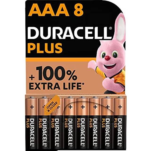 Plus AAA Batteries (8 Pack) - Alkaline 1.5V - Up To 100% Extra Life - Reliability For Everyday Devices - 0% Plastic Packaging - 10 Year Storage - LR03