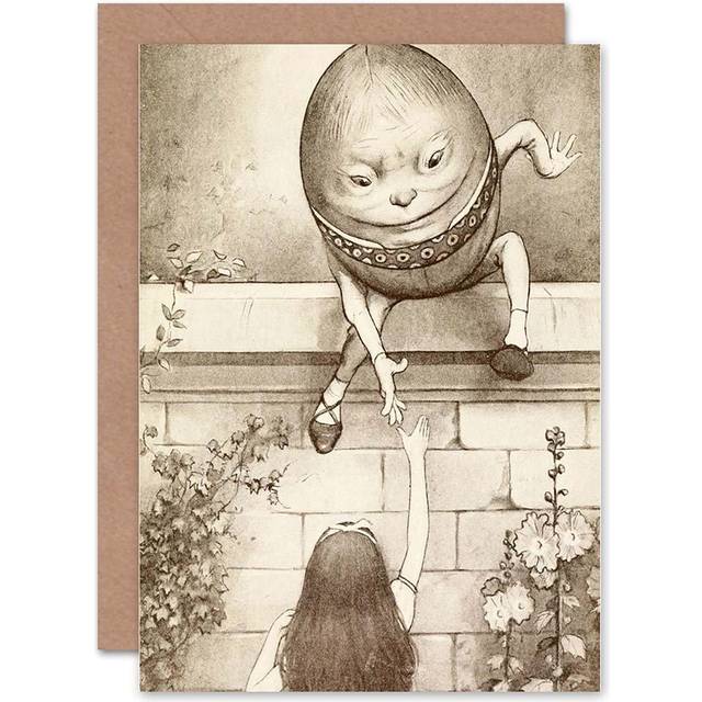 Birthday Painting Alice In Wonderland Egg Wall Blank Greeting Card With Envelope