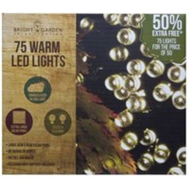 Solar Garden String Lights Decoration 75 Warm White LED - 10.4m by Bright Garden
