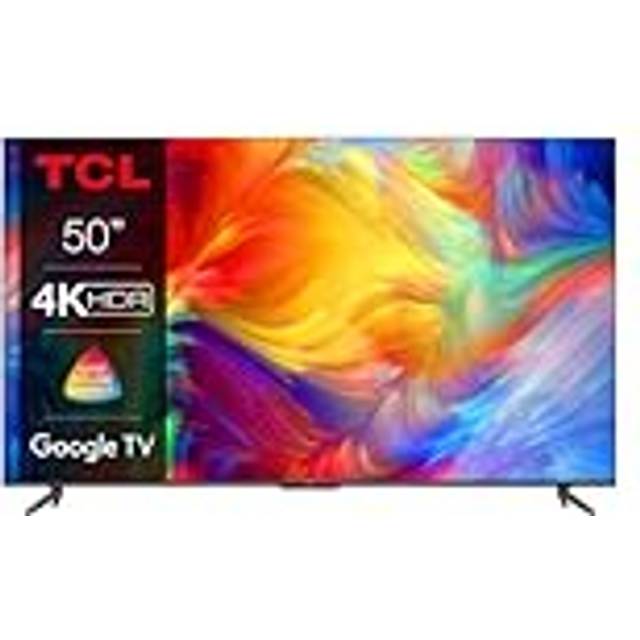 TCL 50P739 50 tums TV, 4K HDR, Ultra HD, Smart TV Powered by Google TV, ramlös design (Dolby Vision & Atmos, handsfree-röststyrning, kompatibel med Google Assistant & Alexa)