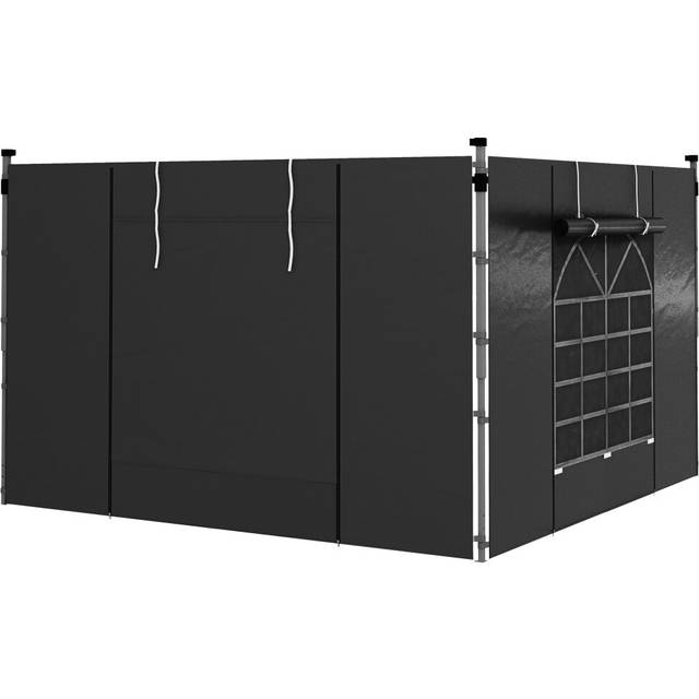 Outsunny 3x3(m) or 3x6m Pop Up Gazebo Side Panels Replacement, 2 Pack, Black, Black