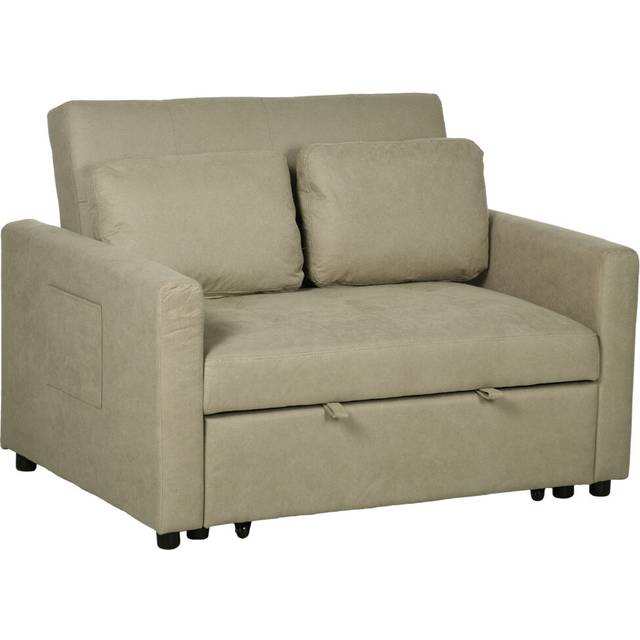 HOMCOM 2 Seater Sofa Bed Convertible Bed Settee with Cushions, Pockets, Brown