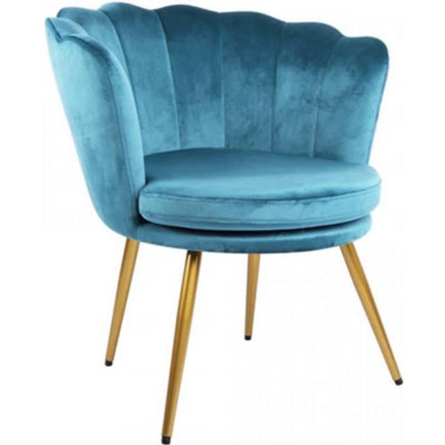 RayGar Genesis Flora Petal Back Chair In Velvet - Teal, Blue