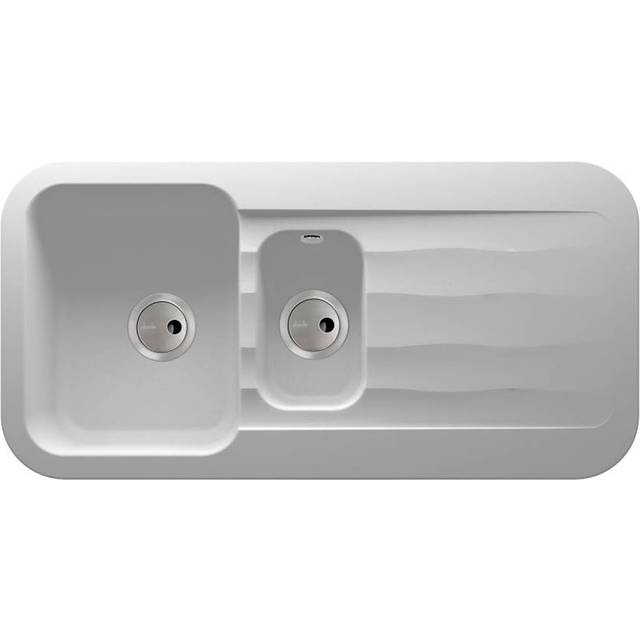 Abode Dune 1.5 Bowl Frost White Granite Reversible Kitchen Sink