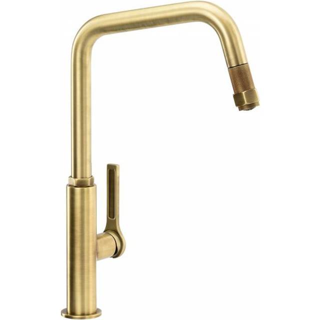 Abode Hex Antique Brass Pullout Single Lever Kitchen Sink Mixer Tap AT